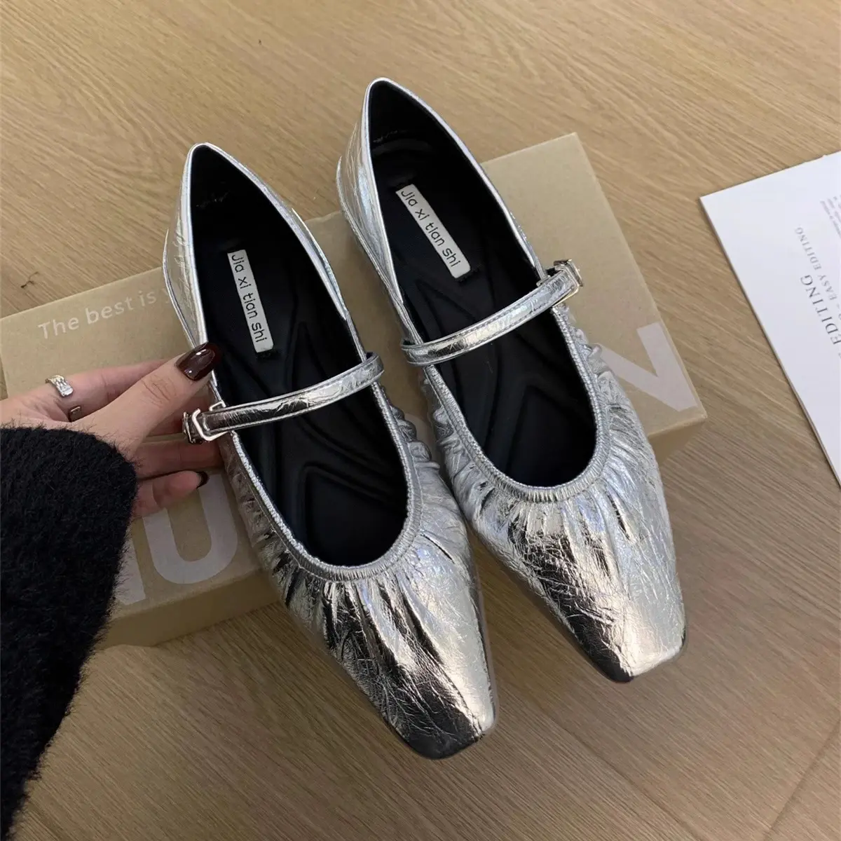 Mary Jane Shoes for Women 2024 Retro Medium Heeled Women's Single Shoes Soft and Comfortable Red Ballet Shoes Zapatos De Mujer