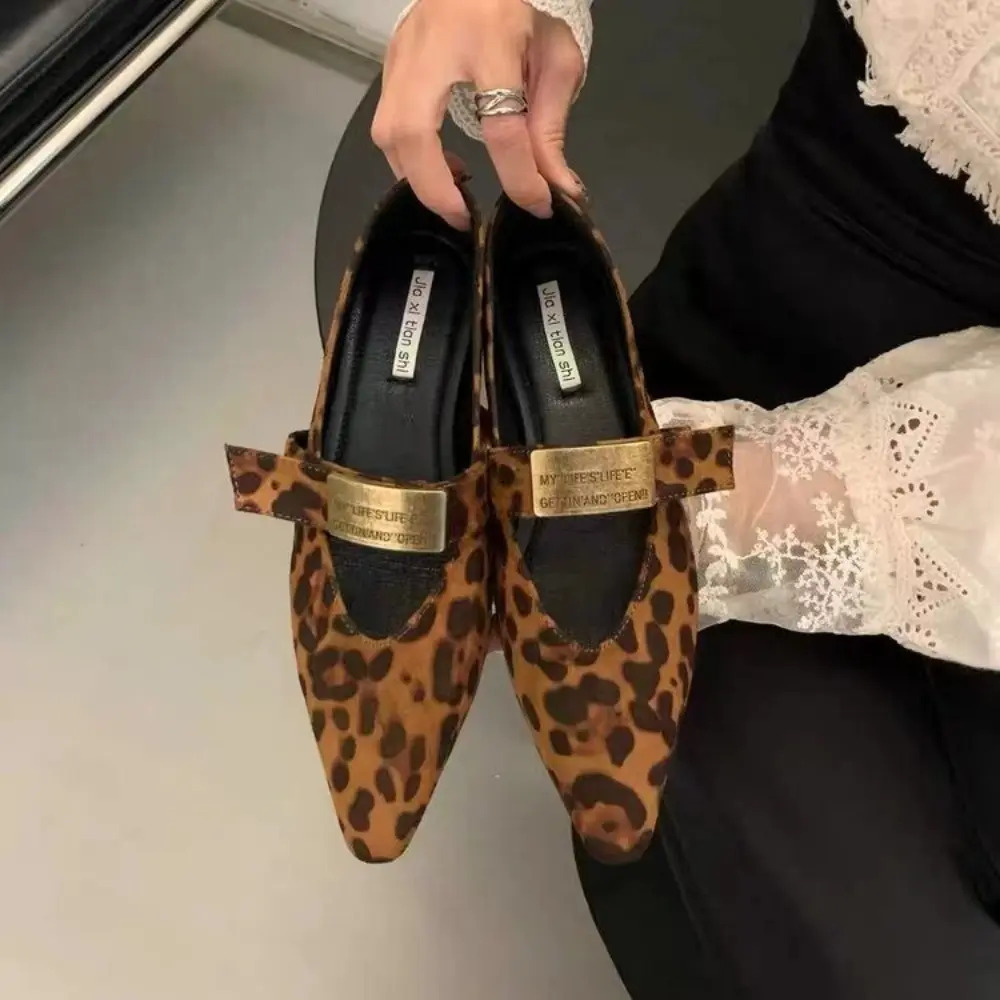 Retro Mary Janes Shoes Women Suede Luxury Heels Trend Pointed Toe Wedges Autumn Casual Shoes Woman Elegant Dress Zapatos Mujer