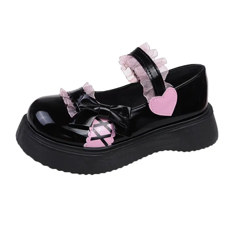 2024 New Fashion Buckle Women's Pumps Spring Autumn Mary Jane Round Toe Solid Butterfly Knot Platform Casual Ladies Shoes