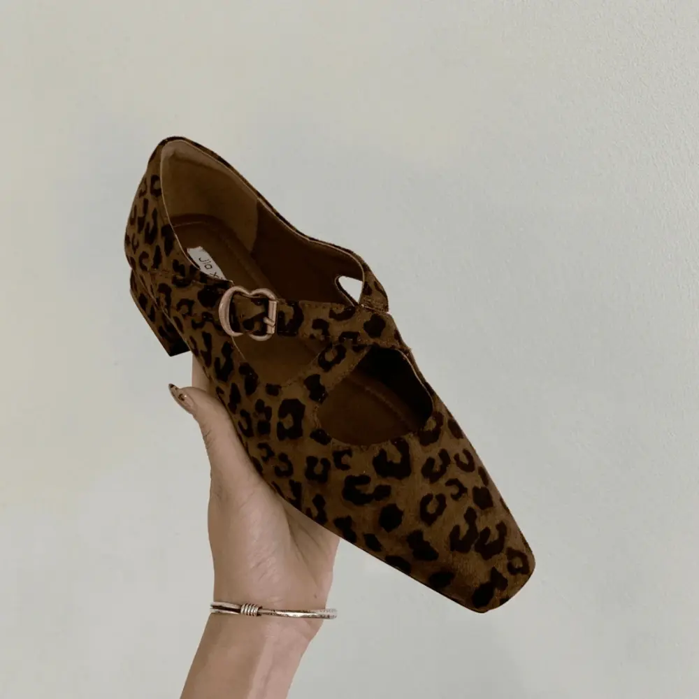 Leopard Luxury High Heels Retro Mary Janes Shoes Women Sneakers 2024 Autumn New Suede Shoes Elegant Dress Pumps Tenis De Mujer
