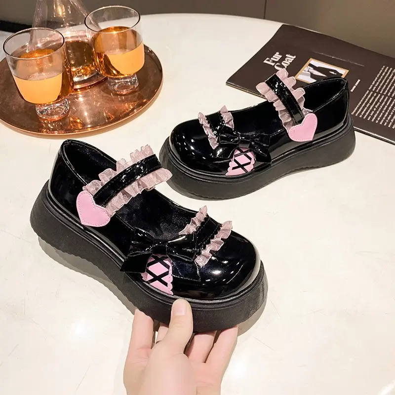2024 New Fashion Buckle Women's Pumps Spring Autumn Mary Jane Round Toe Solid Butterfly Knot Platform Casual Ladies Shoes