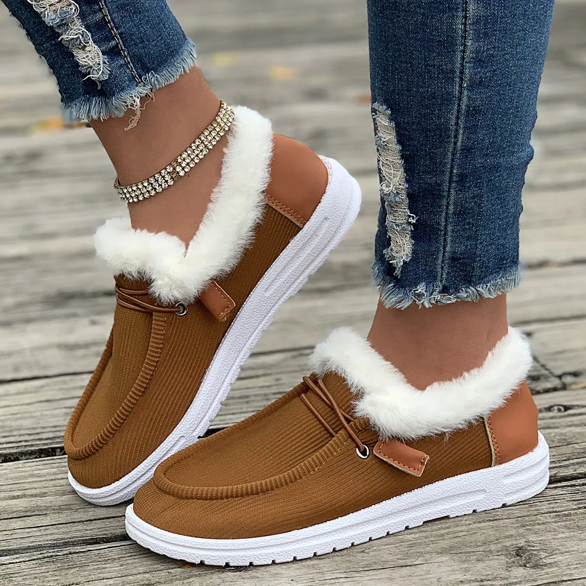Women Boots Winter New Thick Bottom Snow Boots Female Plus Velvet Thickened Hairy Big Size Cotton Shoes Woman