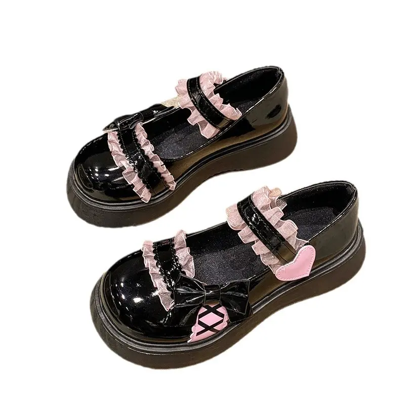 2024 New Fashion Buckle Women's Pumps Spring Autumn Mary Jane Round Toe Solid Butterfly Knot Platform Casual Ladies Shoes