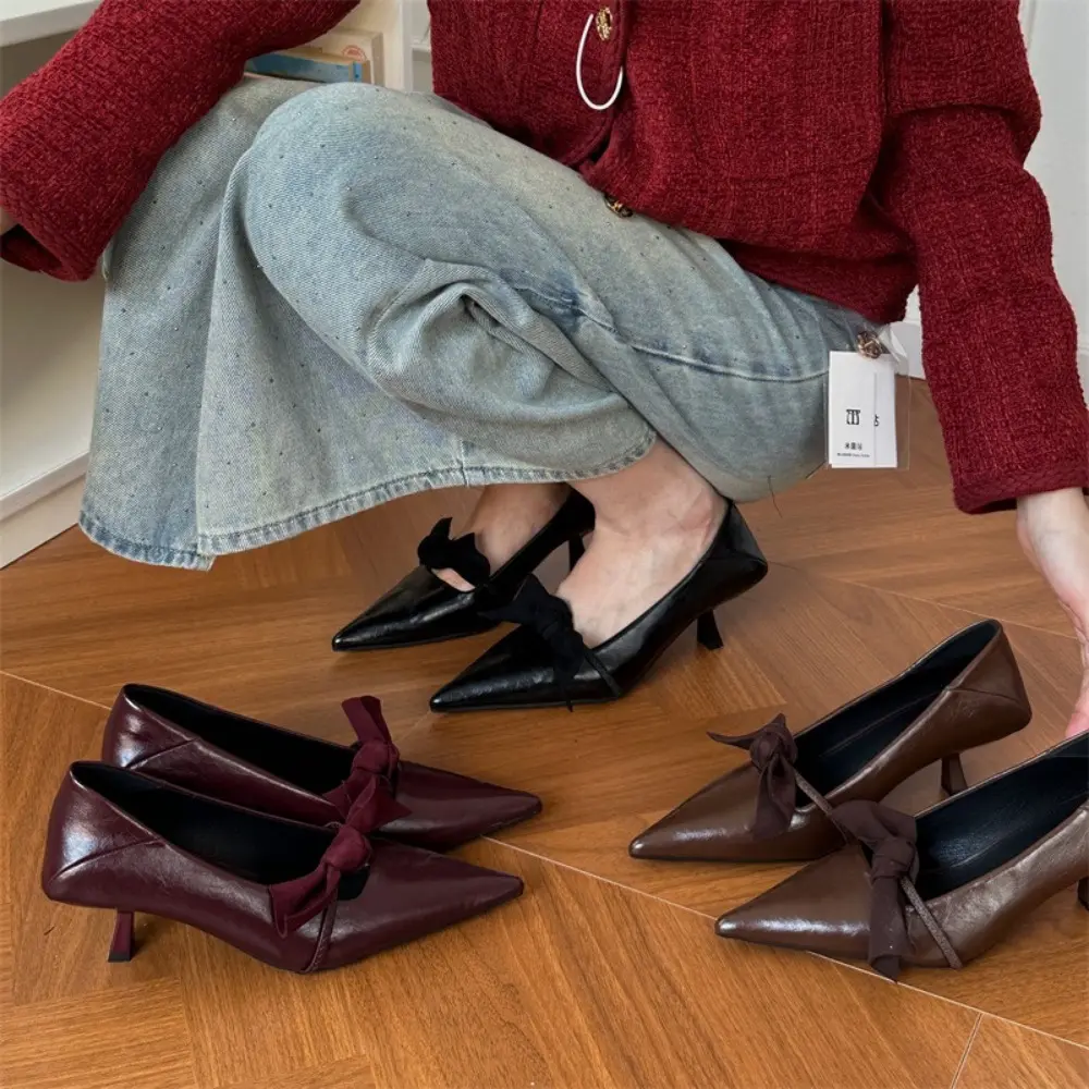 High Heels Pointed Toe Comfortable High-Heeled Shoes Slip on Sandals Ladies Lace-Up Sexy Pump 2024 Shallow Mouth Classic Style S