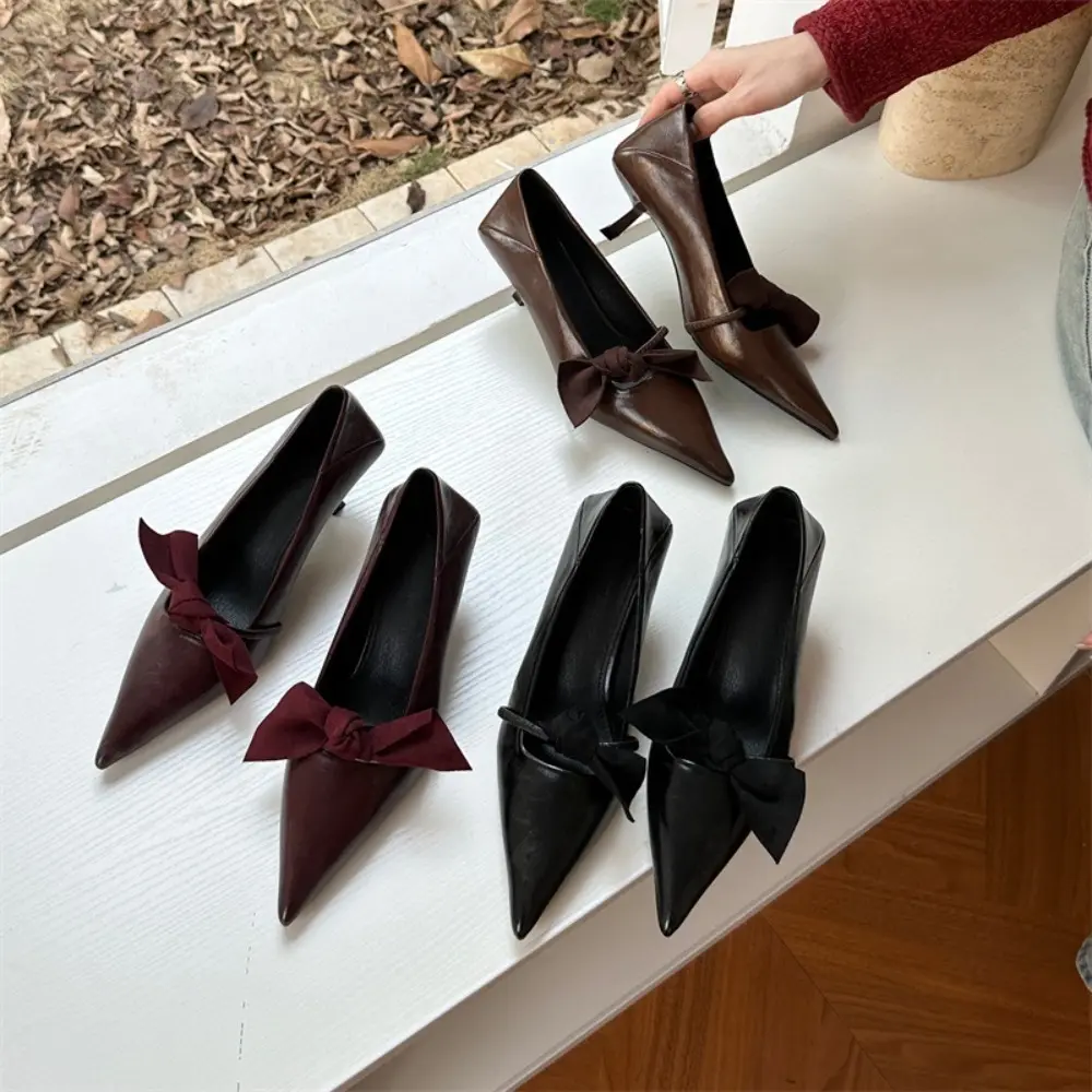 High Heels Pointed Toe Comfortable High-Heeled Shoes Slip on Sandals Ladies Lace-Up Sexy Pump 2024 Shallow Mouth Classic Style S