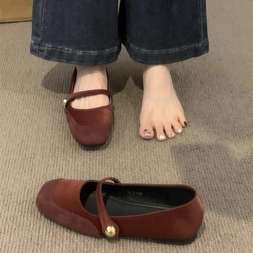 New Spring Designer Mary Jane Shoes Women's Elegant Square Toe Shoes Women Flat Shoes Fashion Casual Dress Outdoor Ballerinas