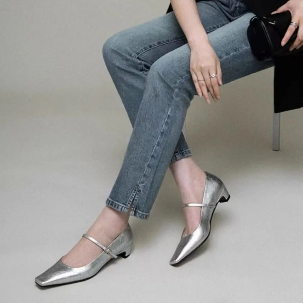 Pointed Toe Women Loafers Black Brown White Casual Mules Shoes Belt Buckle Shallow Slip on Low Flat Heeled Party Pumps Size 40