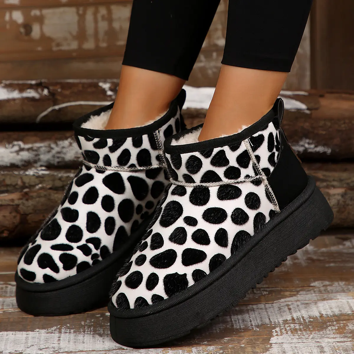Winter Women Short Plush Warm Snow Boots Casual Shoes New Suede Fur Chelsea Ankle Boots Flats Platform Ladies Shoes Botas