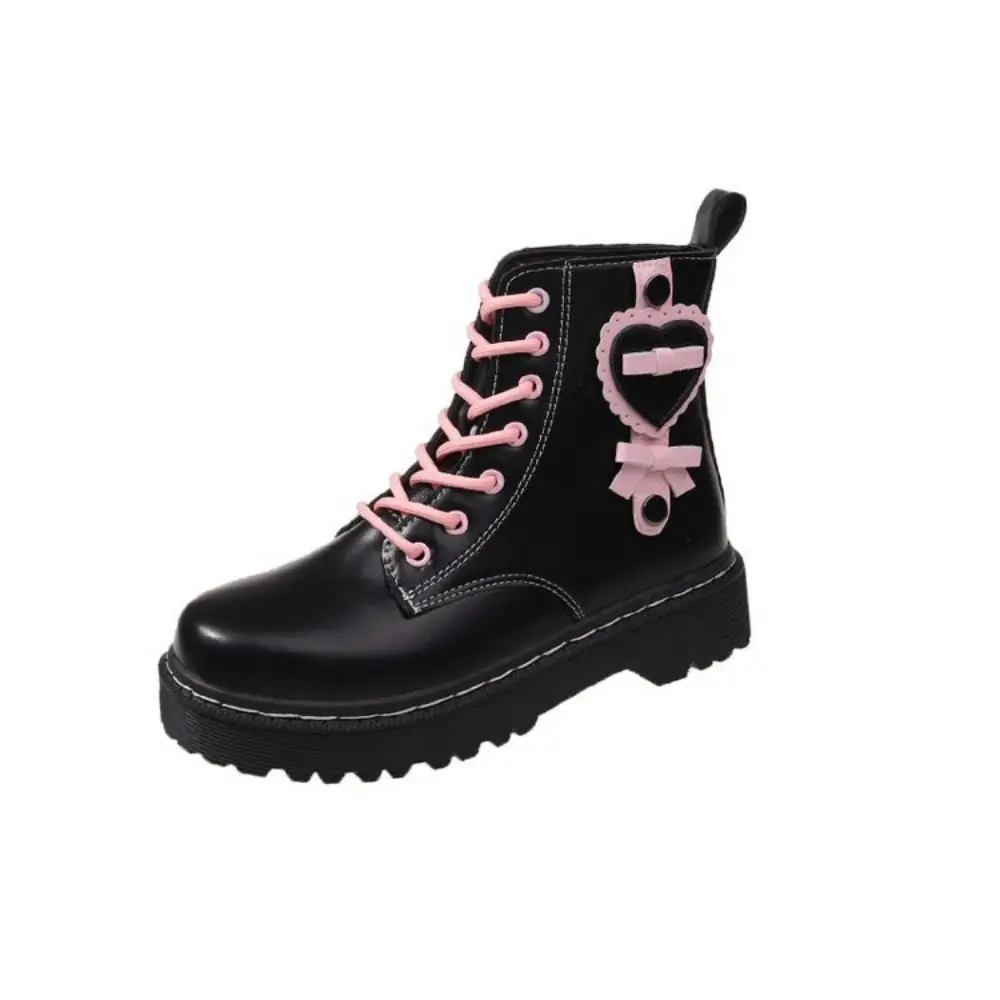 Fashion Thick Bottom Solid Color Boots For Women Plus Size Girly Pink Love Boots Women'S Side Zipper Thick Heels Women'S Shoes