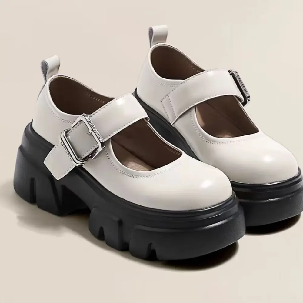 2024 Summer Platform Leather Shoes Women Flats Casual Oxford Loafers Thick Bottom Ladies Wedge Lolita Shoes Mary Jane Ladies