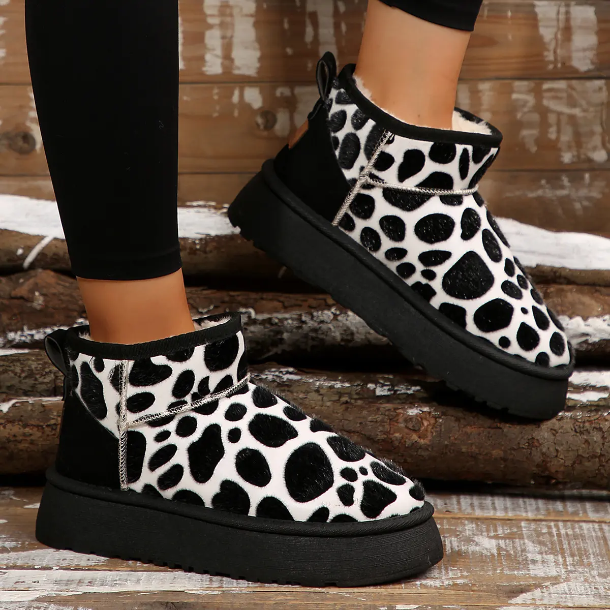 Winter Women Short Plush Warm Snow Boots Casual Shoes New Suede Fur Chelsea Ankle Boots Flats Platform Ladies Shoes Botas