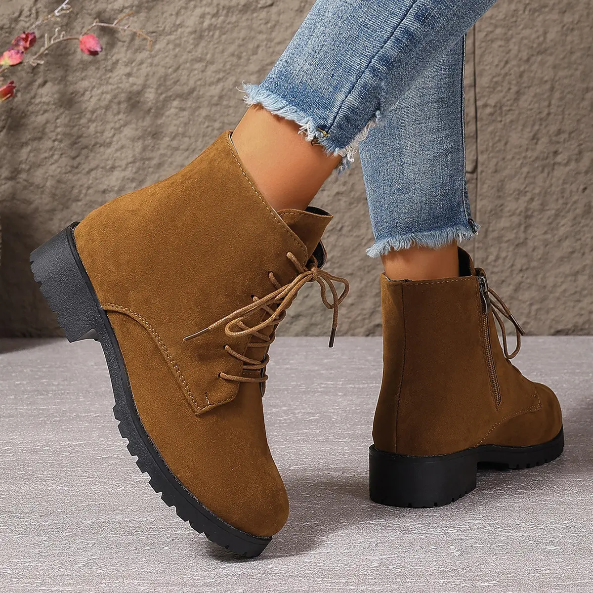 2024 New Spring Winter Women Pumps Boots High Quality Lace-up European Ladies Shoes PU High Heels Boots Fast Delivery