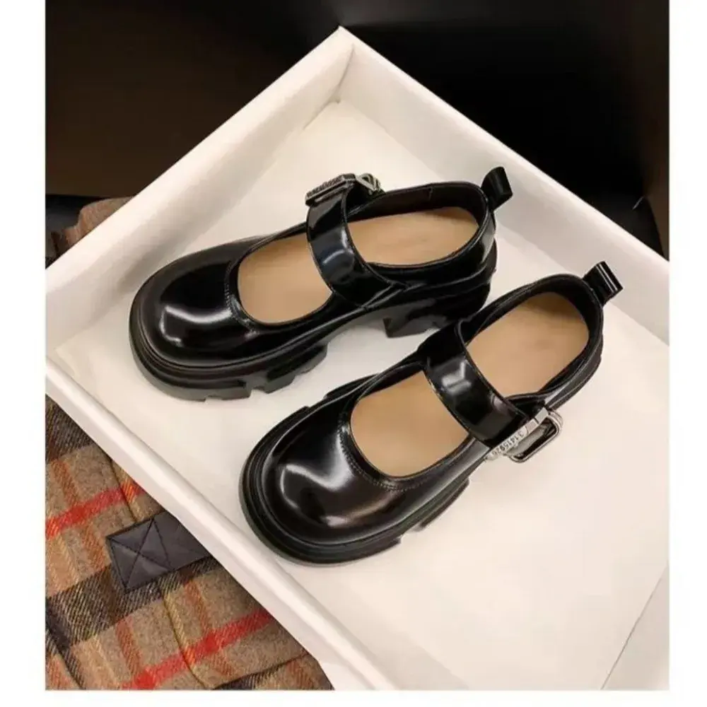 2024 Summer Platform Leather Shoes Women Flats Casual Oxford Loafers Thick Bottom Ladies Wedge Lolita Shoes Mary Jane Ladies