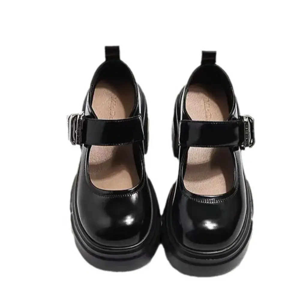 2024 Summer Platform Leather Shoes Women Flats Casual Oxford Loafers Thick Bottom Ladies Wedge Lolita Shoes Mary Jane Ladies