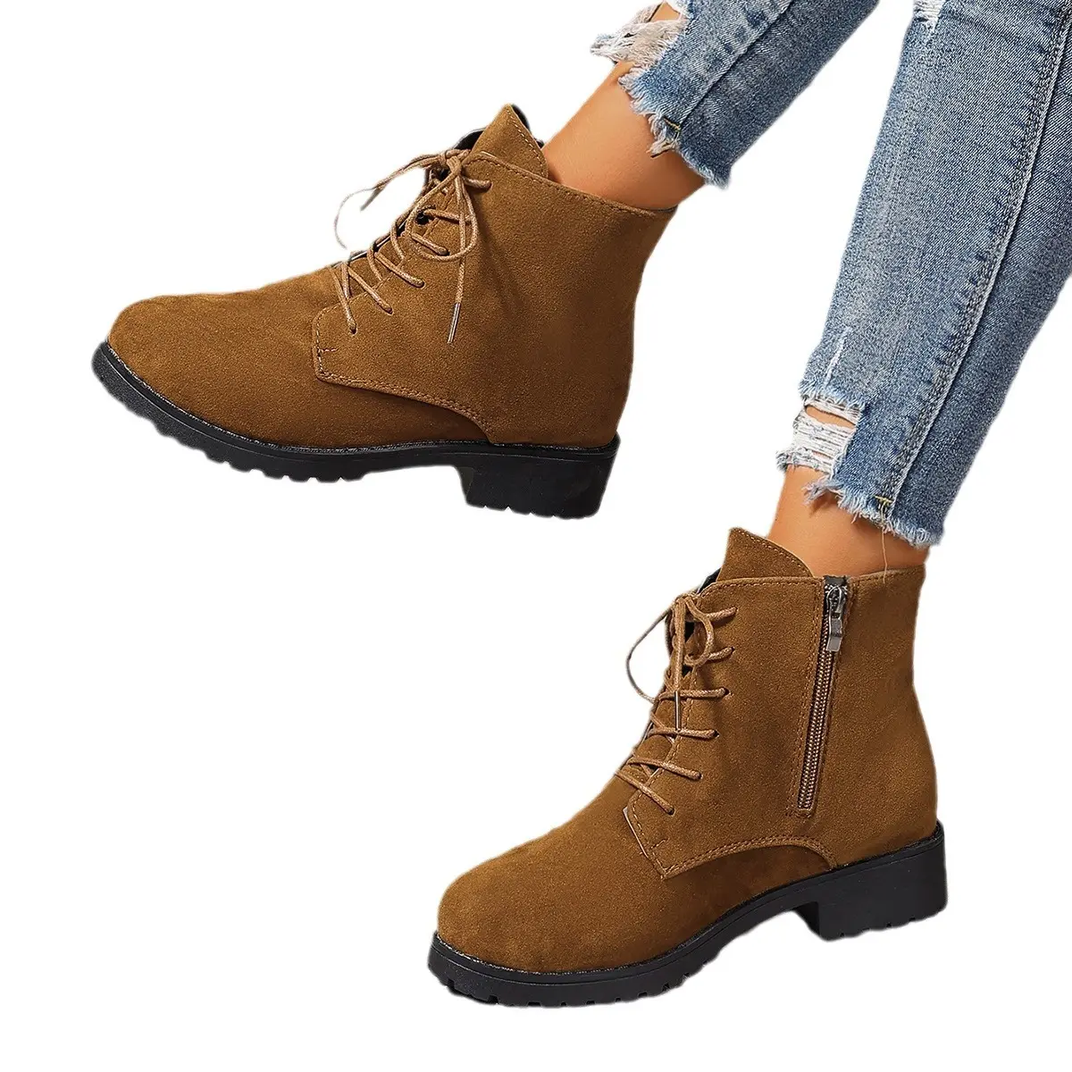 2024 New Spring Winter Women Pumps Boots High Quality Lace-up European Ladies Shoes PU High Heels Boots Fast Delivery