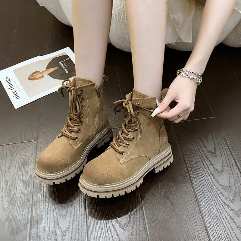 Autumn and Winter High Top Boots Winter Fashion Platform Shoes Snow Boots High Heels Thick Bottom Ankle Boots Warm Booties Girls