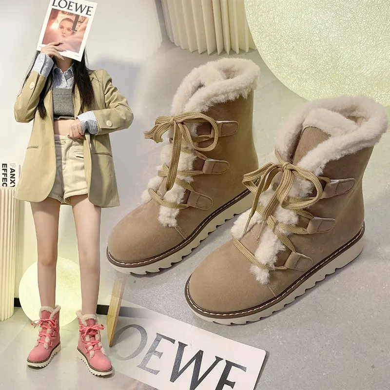 Womens Cozy Fleece Lined Snow Boots Insulated Winter Warmth Flat Mid Calf Boots for Thermal Outdoor Adventures with Durable