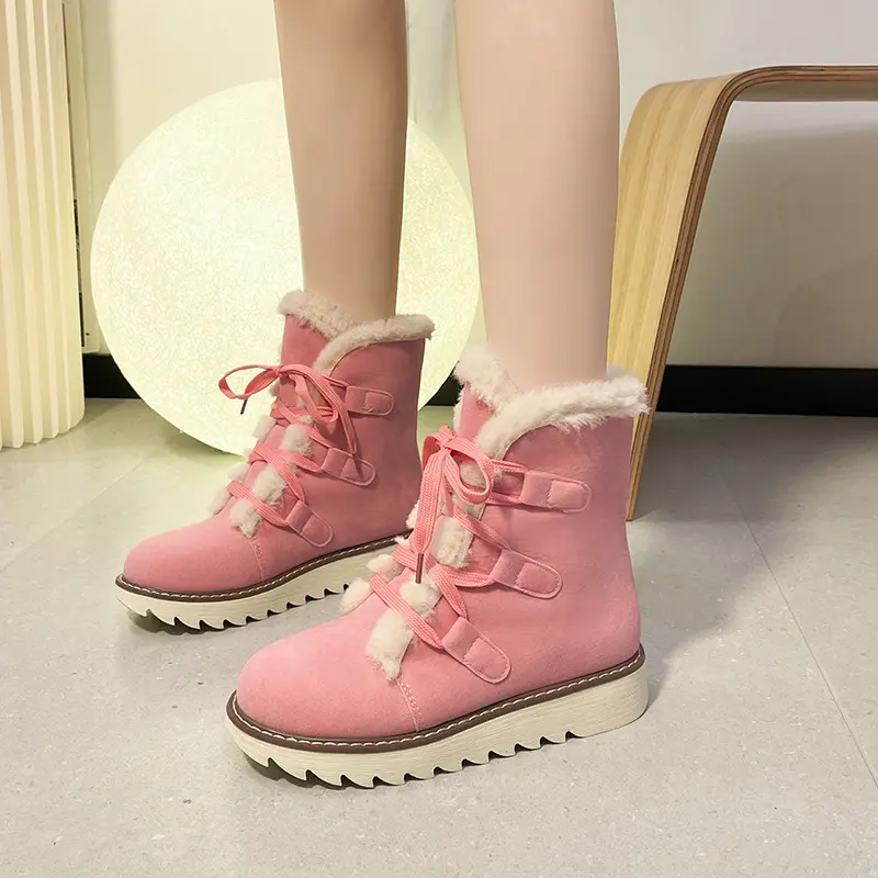 Womens Cozy Fleece Lined Snow Boots Insulated Winter Warmth Flat Mid Calf Boots for Thermal Outdoor Adventures with Durable