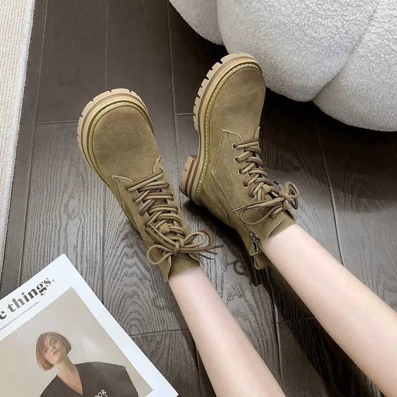 Autumn and Winter High Top Boots Winter Fashion Platform Shoes Snow Boots High Heels Thick Bottom Ankle Boots Warm Booties Girls