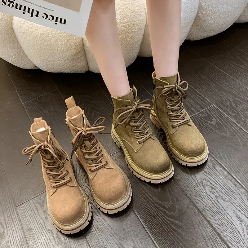 Autumn and Winter High Top Boots Winter Fashion Platform Shoes Snow Boots High Heels Thick Bottom Ankle Boots Warm Booties Girls