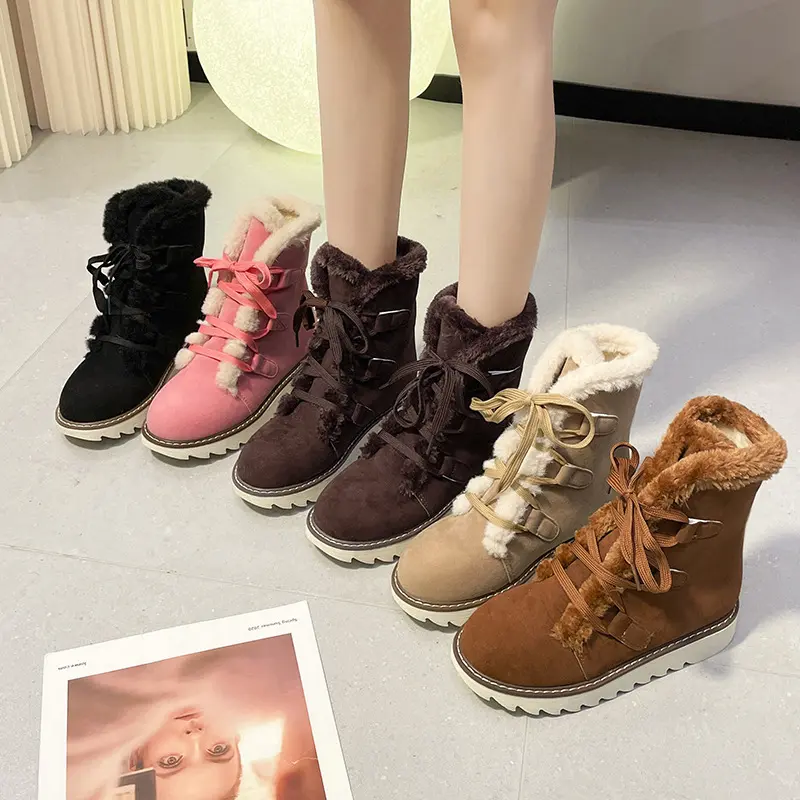 Womens Cozy Fleece Lined Snow Boots Insulated Winter Warmth Flat Mid Calf Boots for Thermal Outdoor Adventures with Durable