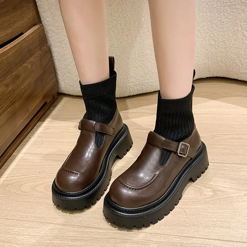 Thick Soled Boots Skinny Boots Trendy Ins Explosive Street Boots Children's Socks Elastic Socks British Style Spring and Autumn