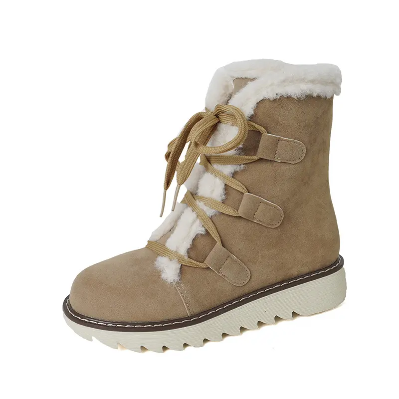 Womens Cozy Fleece Lined Snow Boots Insulated Winter Warmth Flat Mid Calf Boots for Thermal Outdoor Adventures with Durable