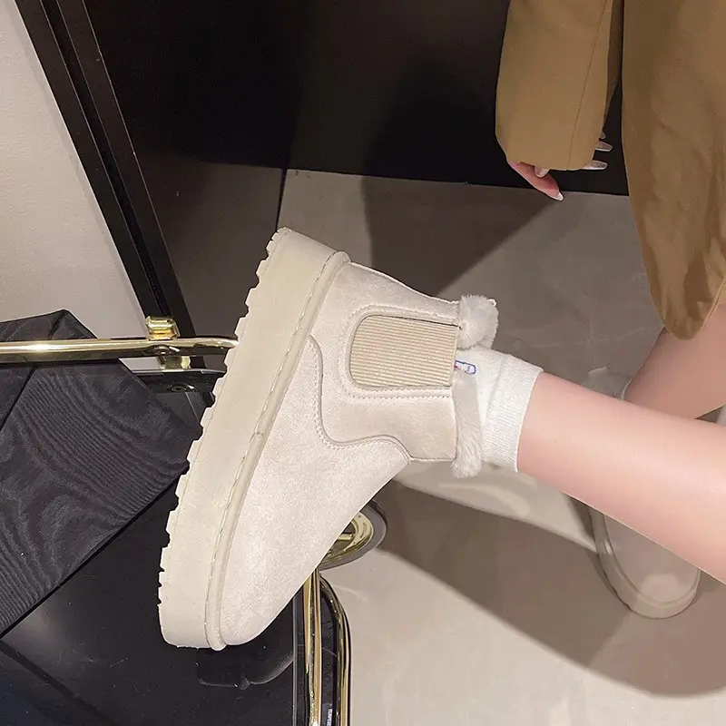 Winter Boots Women New Rubber Thick Sole Ankle Boots for Outdoor Elevated Comfort Warm Walking Cotton Shoes Fashion Snow Boots