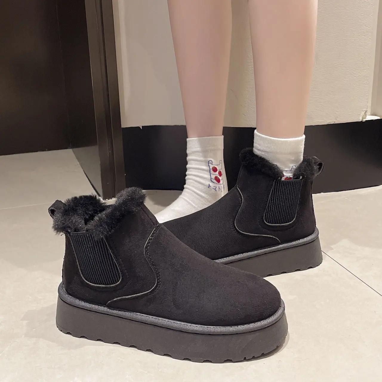 Winter Boots Women New Rubber Thick Sole Ankle Boots for Outdoor Elevated Comfort Warm Walking Cotton Shoes Fashion Snow Boots