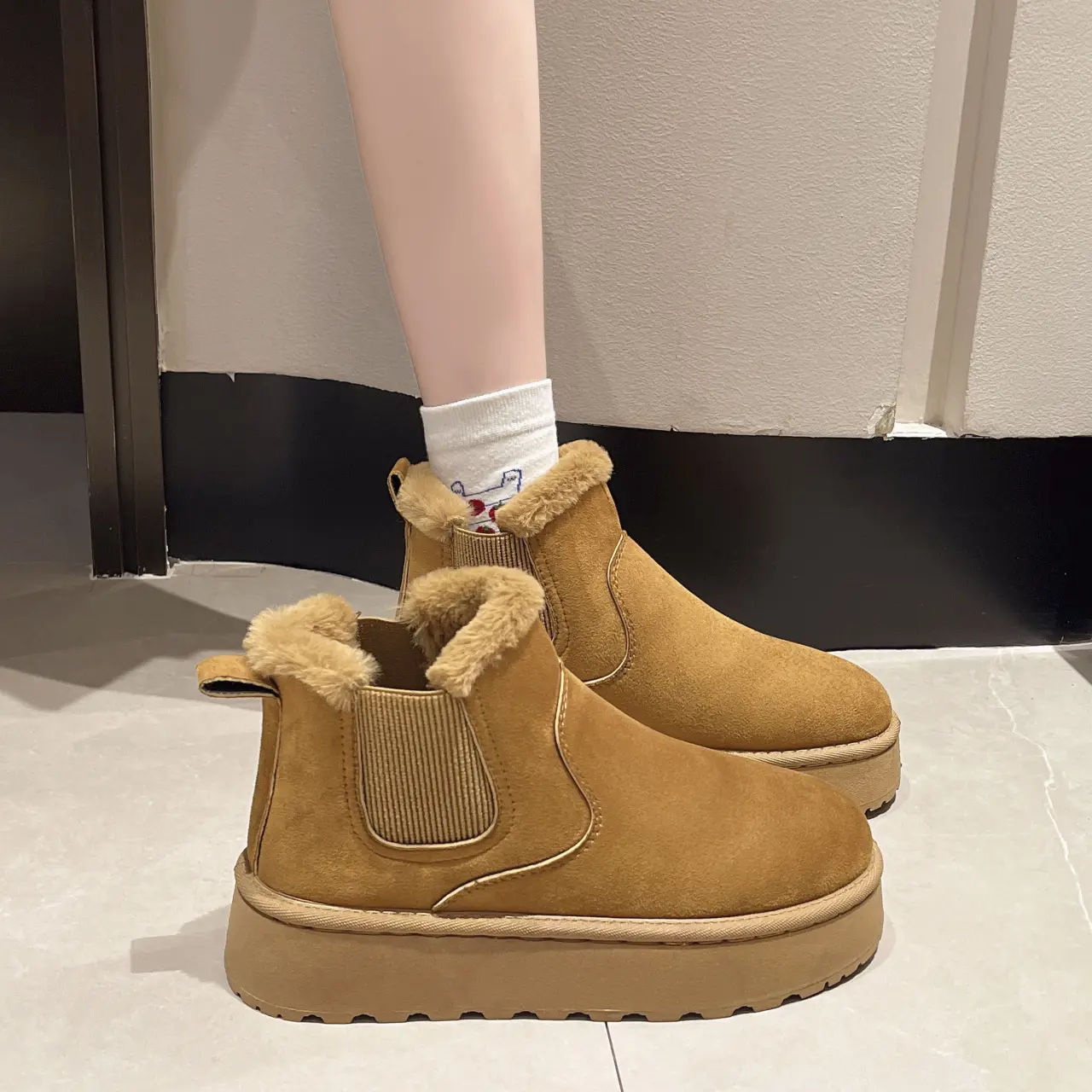Winter Boots Women New Rubber Thick Sole Ankle Boots for Outdoor Elevated Comfort Warm Walking Cotton Shoes Fashion Snow Boots