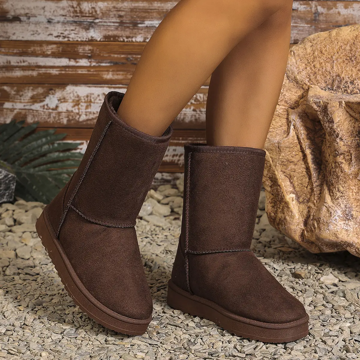 Brand Women's Shoes Australian Boots Winter Footwear Round Toe Flat Heel Boots-Women Fashion Snow Low 2024 Ladies Ankle Cotton