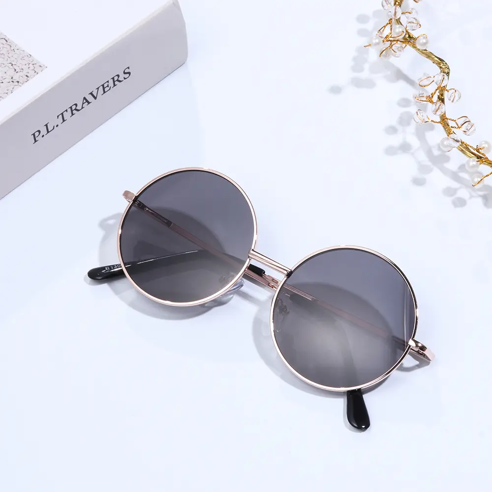 NEW Summer Child Retro Round Frame Sunglasses Children Kids Black Pink Red Lens Fashion Boys Girls UV400 Protection Eyewear 14mm