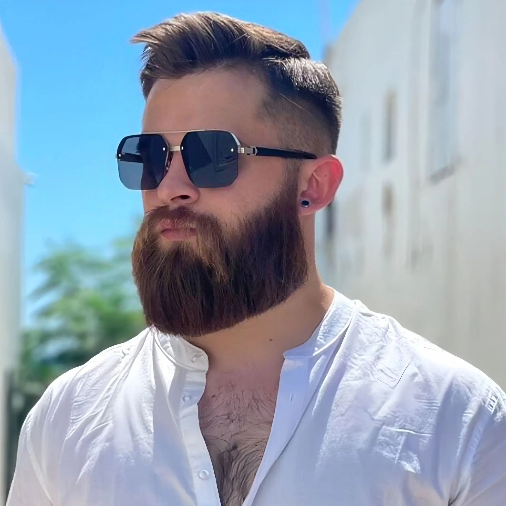 New Metal Half Frame Sunglasses Men Oversized Pilot Design Sun Glasses Women Outdoor Driving Sunshade Eyewear Uv400 Eyeglass