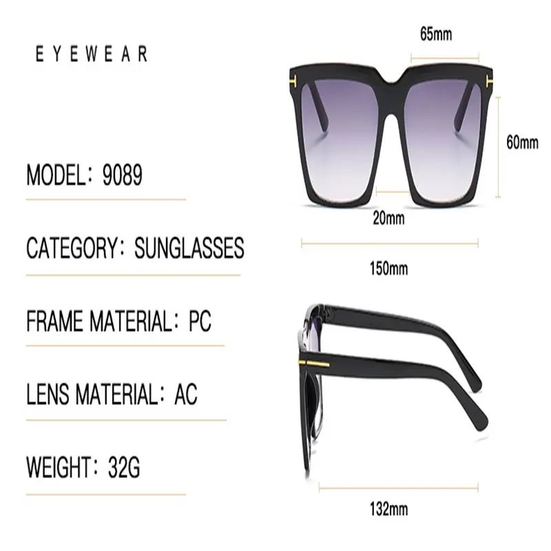 Retro Square Women Men Classic Sunglasses Oversized Plastic Frame Trendy Brand Design Luxury Sun Glasses Unisex Eyewear UV400