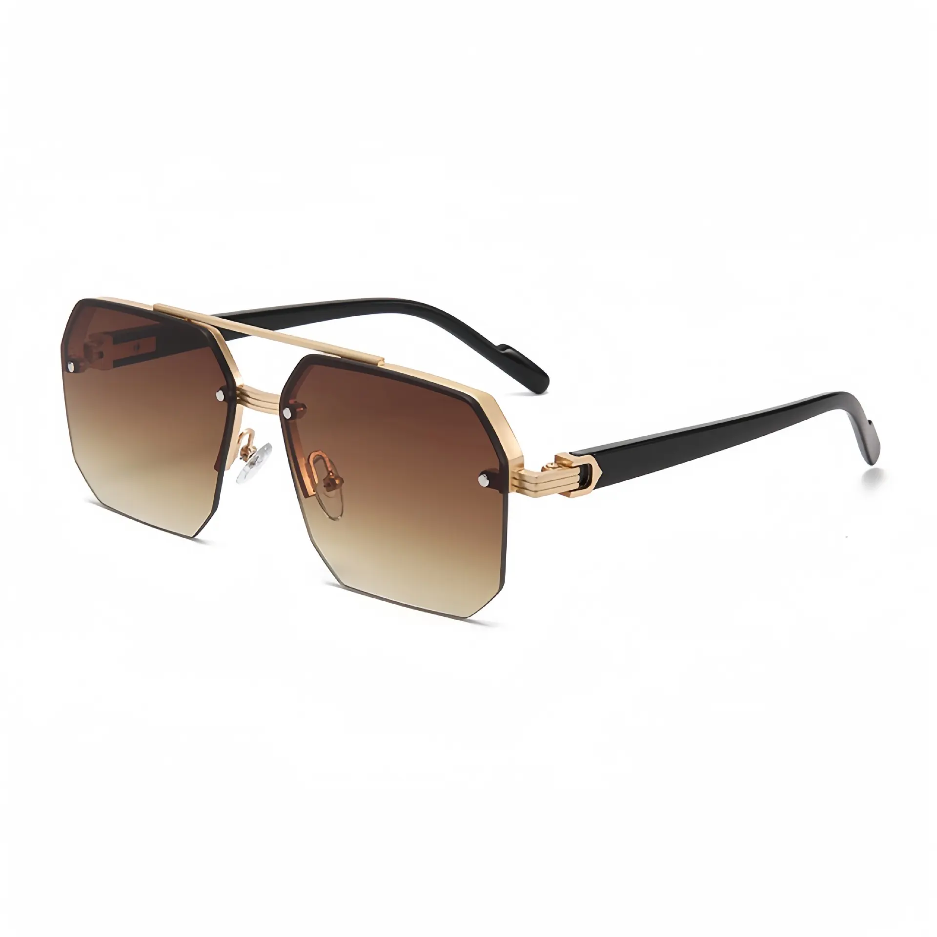 New Metal Half Frame Sunglasses Men Oversized Pilot Design Sun Glasses Women Outdoor Driving Sunshade Eyewear Uv400 Eyeglass