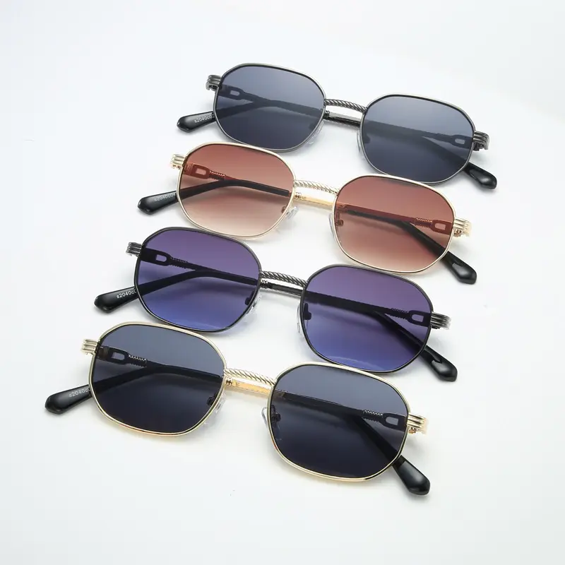 New Sunglasses Women Metal Small Frame Personalized Sun Glasses Elliptical Fashion Trend Design Sunshade Eyeglasses Men Uv400