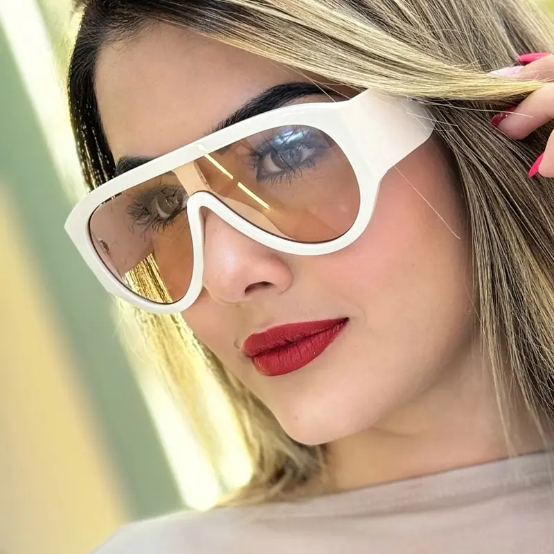 2025 New Fashion Sunglasses Women Retro One-Piece Toad Sun Glasses Men Outdoor Personality Trendy Eyeglasses Uv400 Brand Design