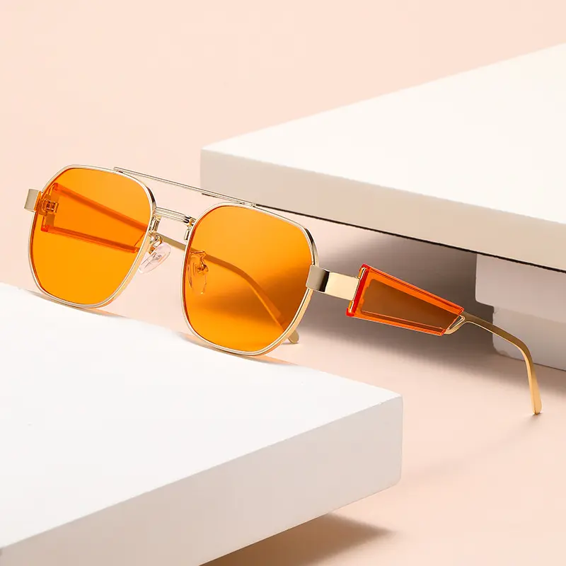 Advanced New Polygonal Sunglasses Men Metal Fashion Double Beam Sun Glasses Women Luxury Brand Design Outdoor Sunshade Uv400