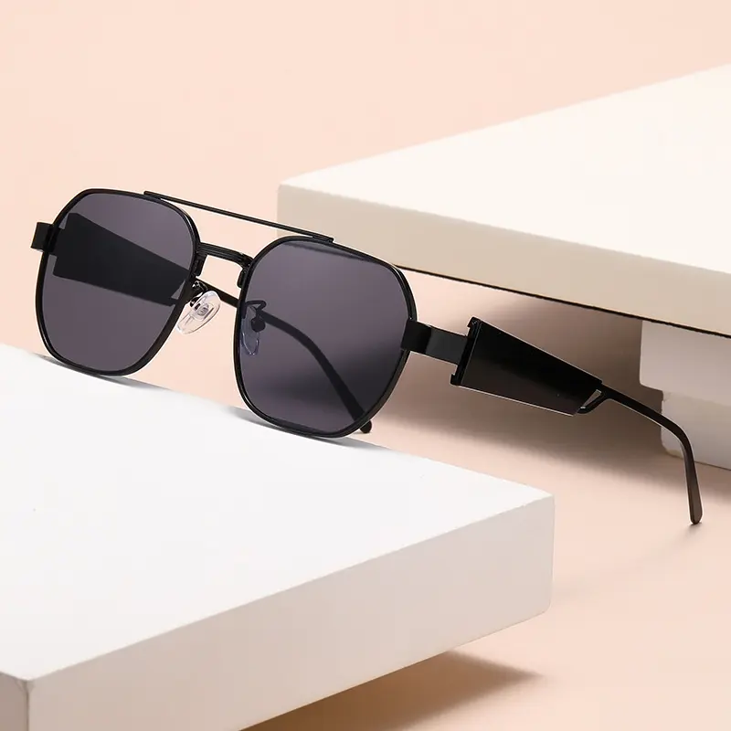 Advanced New Polygonal Sunglasses Men Metal Fashion Double Beam Sun Glasses Women Luxury Brand Design Outdoor Sunshade Uv400