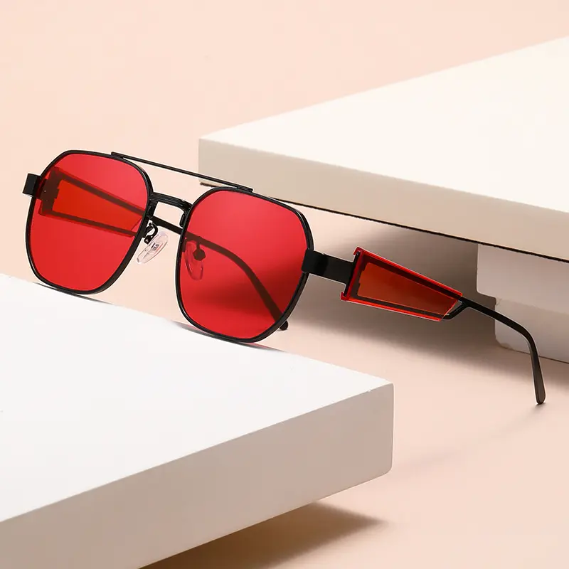 Advanced New Polygonal Sunglasses Men Metal Fashion Double Beam Sun Glasses Women Luxury Brand Design Outdoor Sunshade Uv400