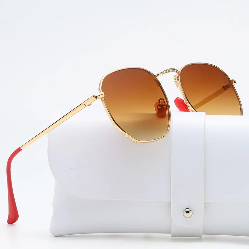 New Women Metal Frame Polygon Fashion Sunglasses Classic Street Shoot Travel Driving Sun Glasses Men Luxury Brand Design Uv400