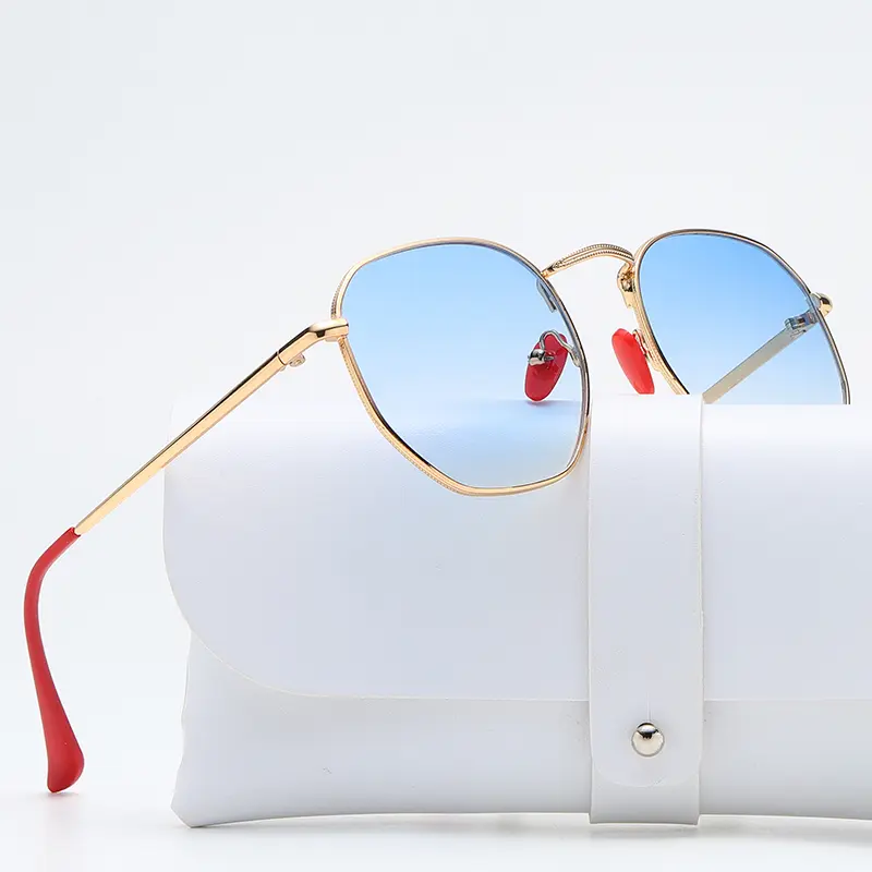 New Women Metal Frame Polygon Fashion Sunglasses Classic Street Shoot Travel Driving Sun Glasses Men Luxury Brand Design Uv400
