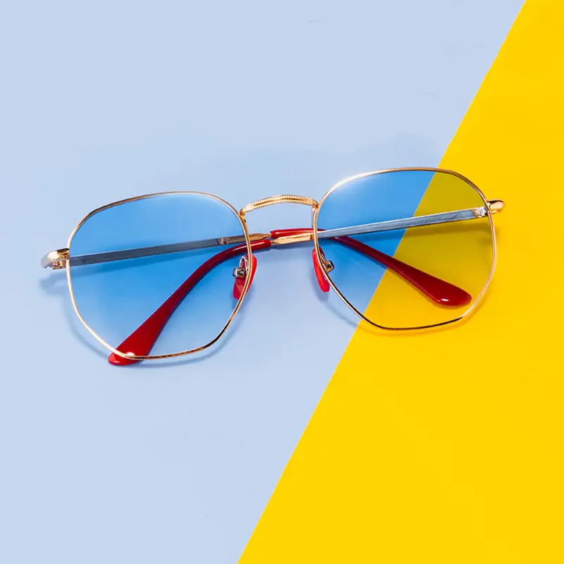 New Women Metal Frame Polygon Fashion Sunglasses Classic Street Shoot Travel Driving Sun Glasses Men Luxury Brand Design Uv400