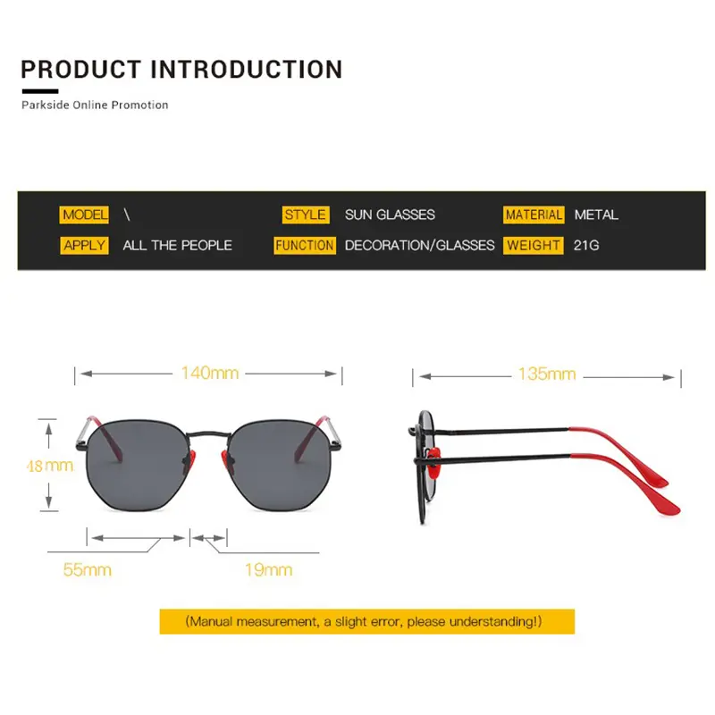New Women Metal Frame Polygon Fashion Sunglasses Classic Street Shoot Travel Driving Sun Glasses Men Luxury Brand Design Uv400