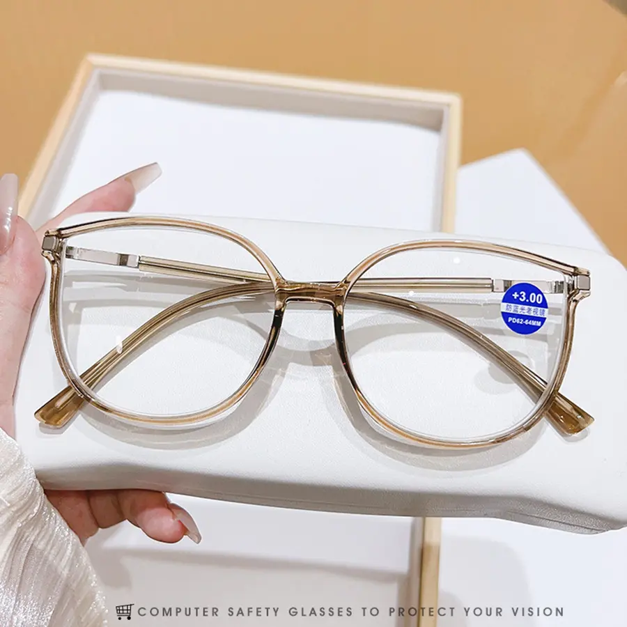 New Men Glasses Anti Blue Light Prescription Glasses Women Fashion Large Frame Presbyopia Glasses Casual Glasses+1.0+1.5+2.0+2.5