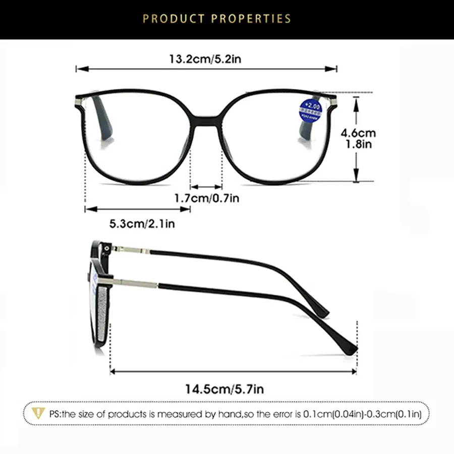 New Men Glasses Anti Blue Light Prescription Glasses Women Fashion Large Frame Presbyopia Glasses Casual Glasses+1.0+1.5+2.0+2.5