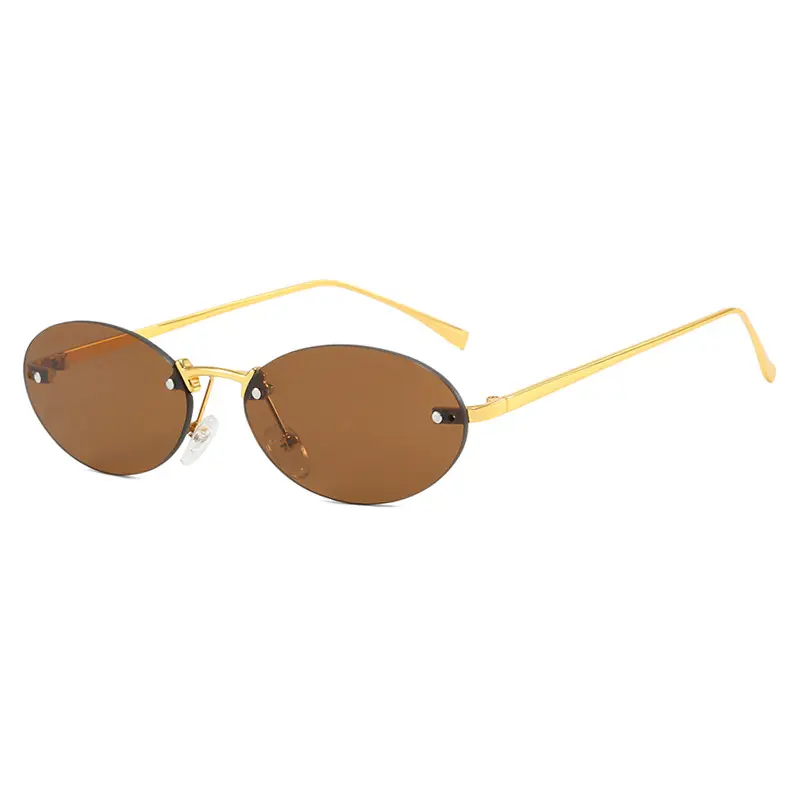 Elliptical Frameless Sunglasses Women Fashion Trend Sun Glasses Men Outdoor Sunshade Eyewear Uv400 Luxury Brand Design Eyeglass