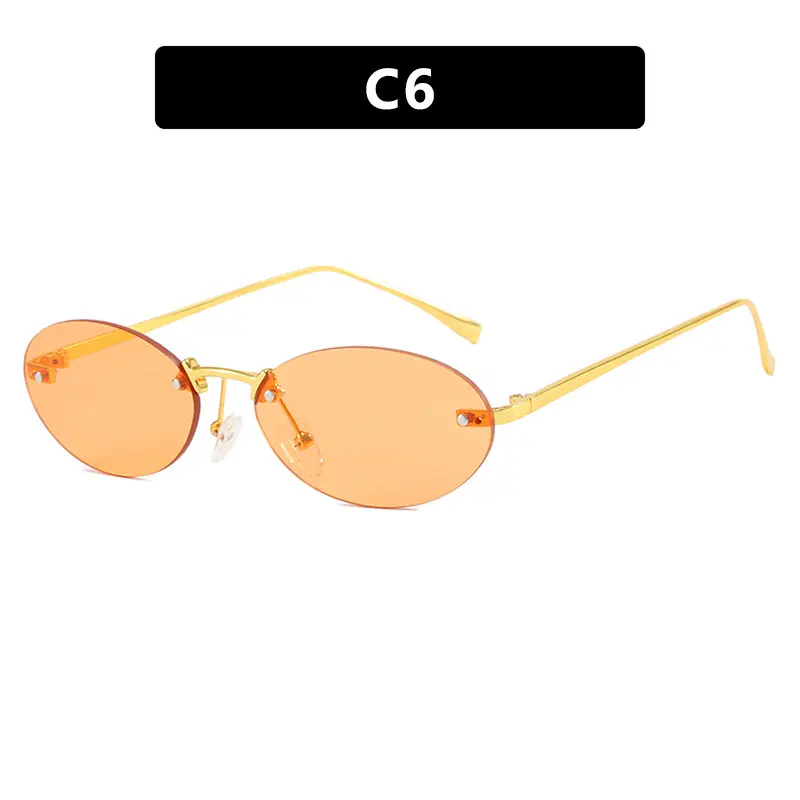 Elliptical Frameless Sunglasses Women Fashion Trend Sun Glasses Men Outdoor Sunshade Eyewear Uv400 Luxury Brand Design Eyeglass