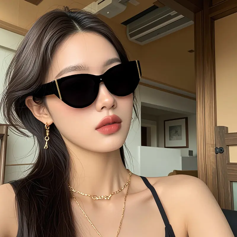New Fashion Women Cat Eye Sunglasses Retro Frameless Outdoor Sunshade Sun Glasses Eyeglass Uv400 Luxury Brand Design Eyewear