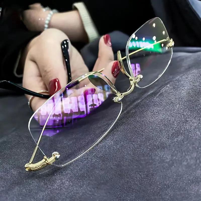 Borderless Reading Glasses Men Business Metal Glasses for Reader Mens Presbyopia Optical Eyeglasses +1.0 1.5 2.0 2.5 3.0 3.5 4.0